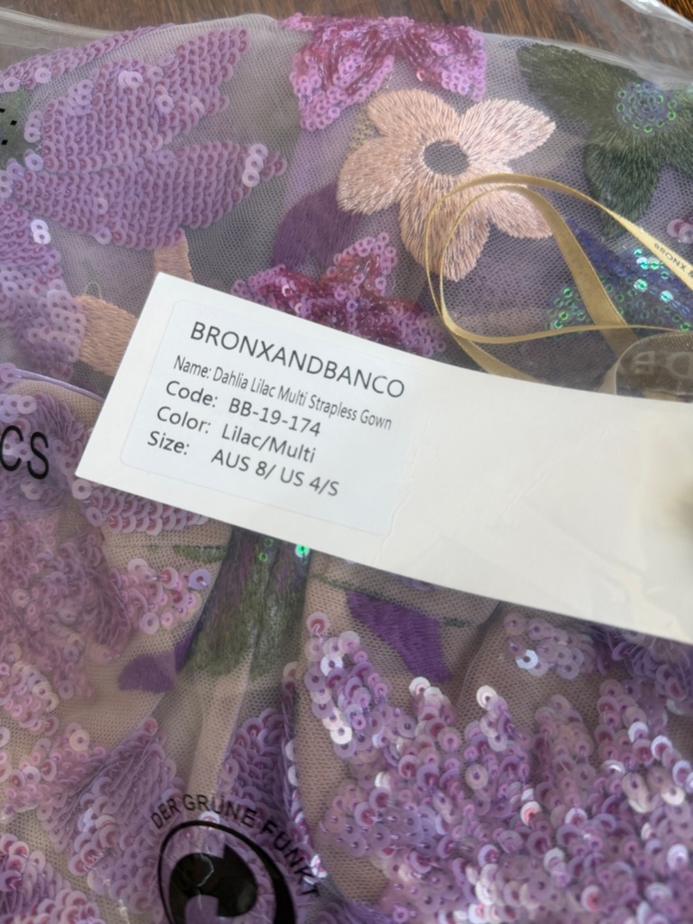 Bronx and Banco Lavender Floral Strapless Sequin Gown - Picture 8 of 9